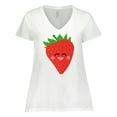 thumbnail image 1 of Inktastic Strawberry Kawaii Women's Plus Size V-Neck T-Shirt, 1 of 5