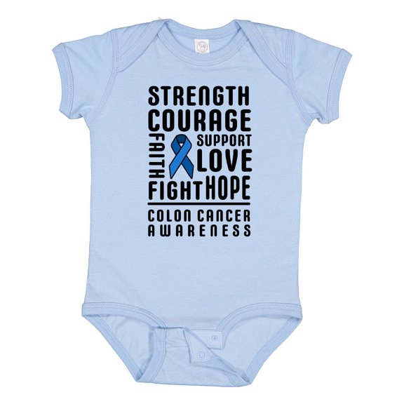 Inktastic Strength Courage Support Colon Cancer Awareness Boys or Girls Baby Bodysuit