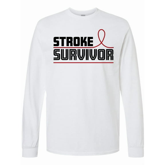 Inktastic Stroke Survivor Red Ribbon Awareness Long Sleeve T-Shirt