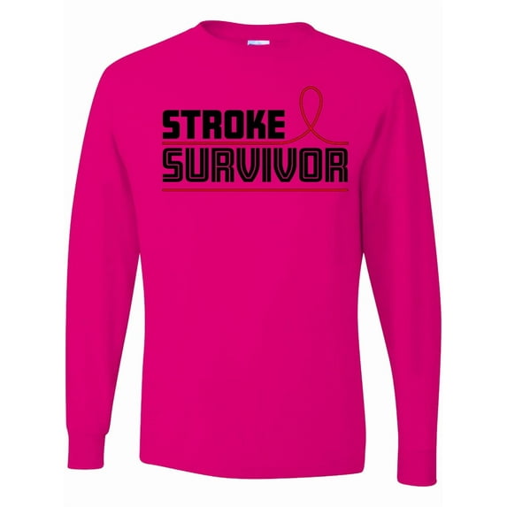 Inktastic Stroke Survivor Red Ribbon Awareness Long Sleeve T-Shirt