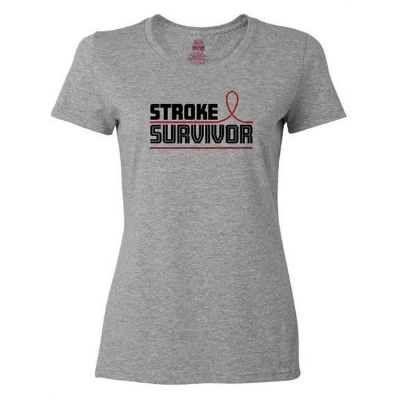 Inktastic Stroke Survivor- Red Ribbon Awareness Women's T-Shirt