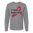thumbnail image 1 of Inktastic Stroke Survivor with Red Ribbon Long Sleeve T-Shirt, 1 of 5