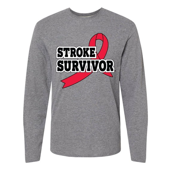 Inktastic Stroke Survivor with Red Ribbon Long Sleeve T-Shirt