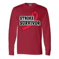 thumbnail image 1 of Inktastic Stroke Survivor with Red Ribbon Long Sleeve T-Shirt, 1 of 5