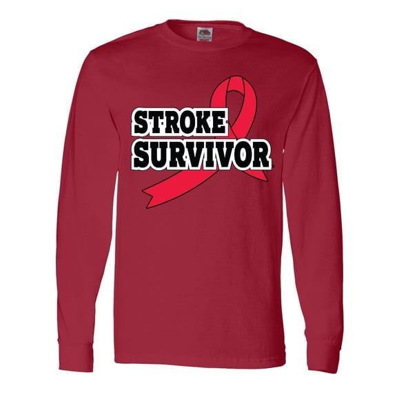 Inktastic Stroke Survivor with Red Ribbon Long Sleeve T-Shirt