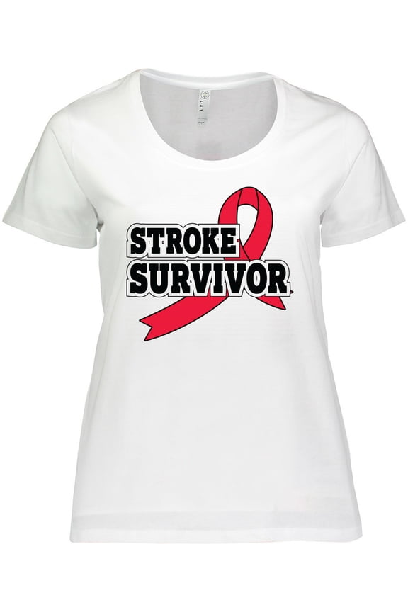 Stroke Survivor with Red Ribbon Women's Plus Size T-Shirt