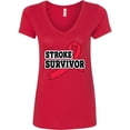 thumbnail image 1 of Inktastic Stroke Survivor with Red Ribbon Women's V-Neck T-Shirt, 1 of 5