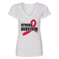 thumbnail image 1 of Inktastic Stroke Survivor with Red Ribbon Women's V-Neck T-Shirt, 1 of 5