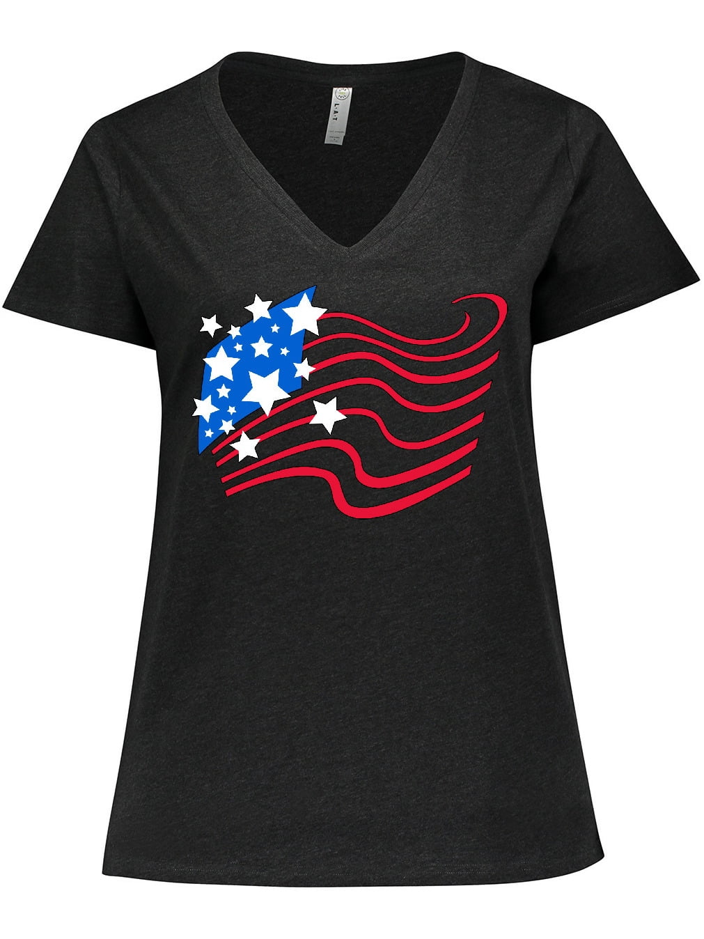 Inktastic Stylized American Flag Fourth of July Women's Plus Size V ...