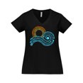 thumbnail image 1 of Inktastic Stylized Wave and Sun Women's Plus Size V-Neck T-Shirt, 1 of 5