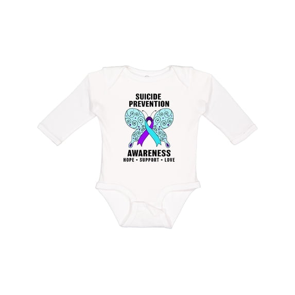 Inktastic Suicide Prevention Awareness Hope Support and Love Boys or Girls Long Sleeve Baby Bodysuit