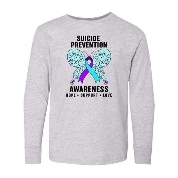 Inktastic Suicide Prevention Awareness Hope Support and Love Long Sleeve Youth T-Shirt