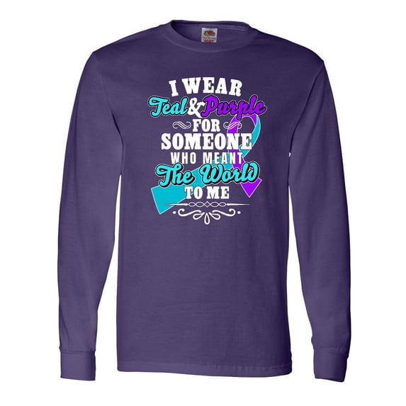 Inktastic Suicide Prevention Awareness I Wear Teal and Purple For Someone Who Meant The Long Sleeve T-Shirt