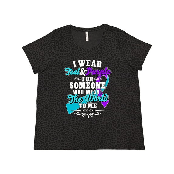 Inktastic Suicide Prevention Awareness I Wear Teal and Purple for Someone Who Meant the Women's Plus Size T-Shirt