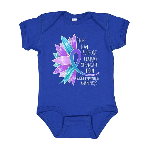 Inktastic Suicide Prevention Awareness Purple Teal Sunflower Ribbon Boys or Girls Baby Bodysuit