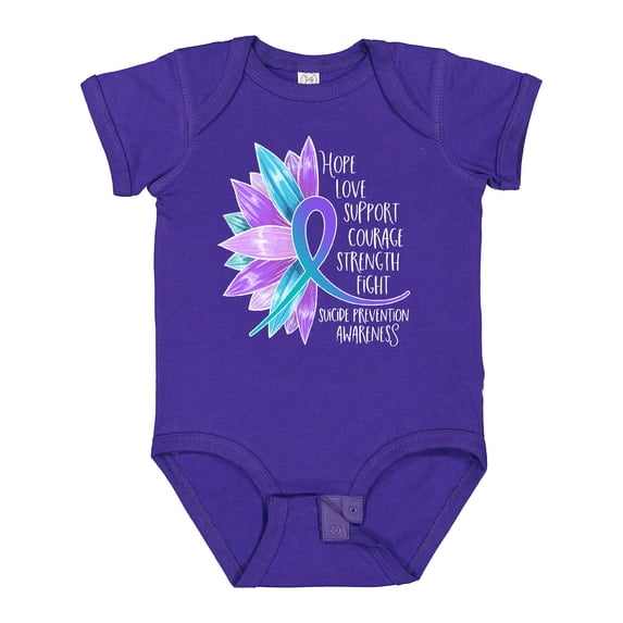 Inktastic Suicide Prevention Awareness Purple Teal Sunflower Ribbon Boys or Girls Baby Bodysuit