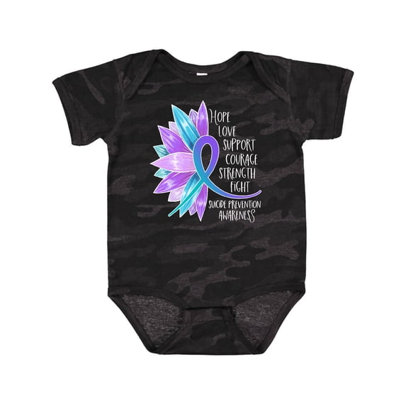 Inktastic Suicide Prevention Awareness Purple Teal Sunflower Ribbon Boys or Girls Baby Bodysuit