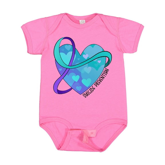 Inktastic Suicide Prevention Awareness Purple and Teal Heart Ribbon Boys or Girls Baby Bodysuit