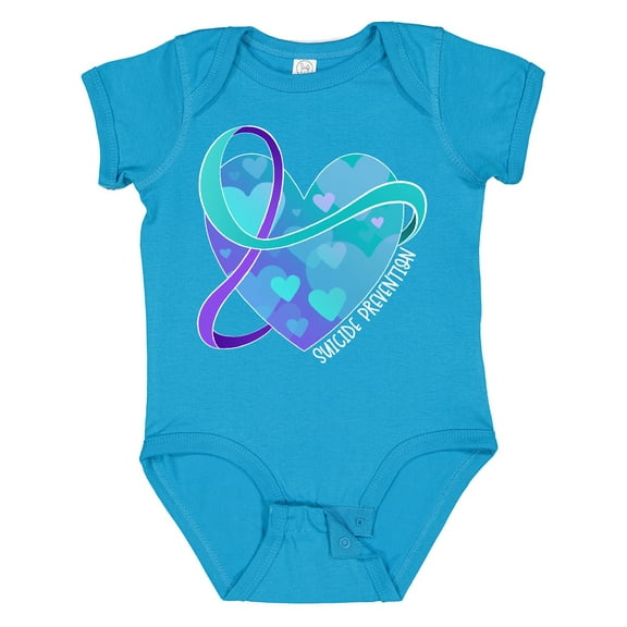 Inktastic Suicide Prevention Awareness Purple and Teal Heart Ribbon Boys or Girls Baby Bodysuit