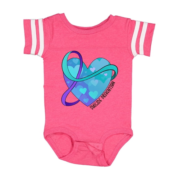 Inktastic Suicide Prevention Awareness Purple and Teal Heart Ribbon Boys or Girls Baby Bodysuit