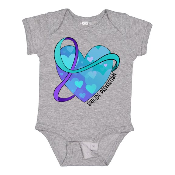 Inktastic Suicide Prevention Awareness Purple and Teal Heart Ribbon Boys or Girls Baby Bodysuit