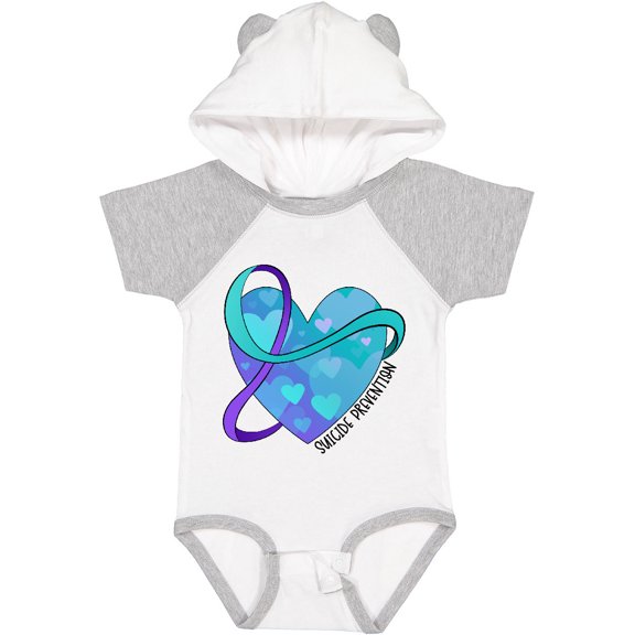 Inktastic Suicide Prevention Awareness Purple and Teal Heart Ribbon Boys or Girls Baby Bodysuit