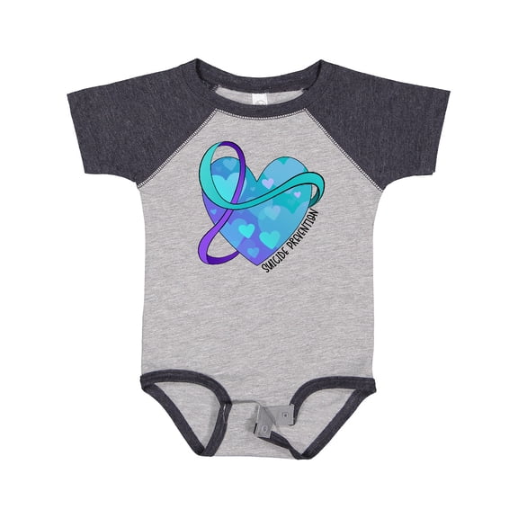 Inktastic Suicide Prevention Awareness Purple and Teal Heart Ribbon Boys or Girls Baby Bodysuit