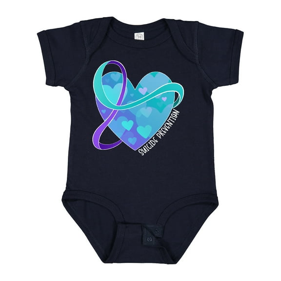 Inktastic Suicide Prevention Awareness Purple and Teal Heart Ribbon Boys or Girls Baby Bodysuit
