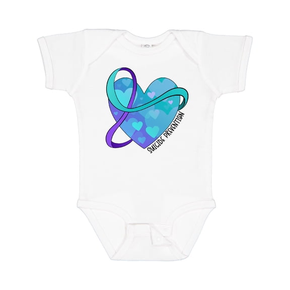 Inktastic Suicide Prevention Awareness Purple and Teal Heart Ribbon Boys or Girls Baby Bodysuit