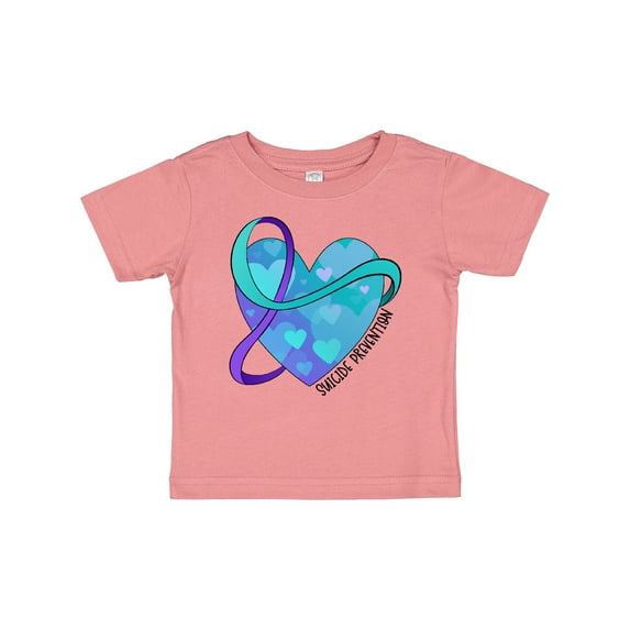 Inktastic Suicide Prevention Awareness Purple and Teal Heart Ribbon Boys or Girls Baby T-Shirt