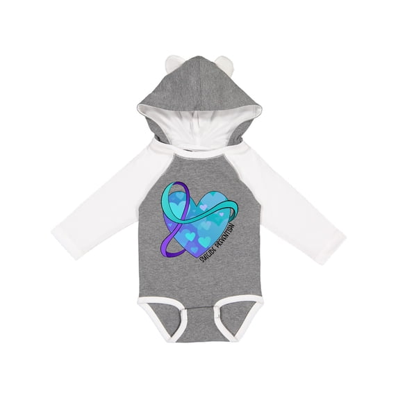 Inktastic Suicide Prevention Awareness Purple and Teal Heart Ribbon Boys or Girls Long Sleeve Baby Bodysuit