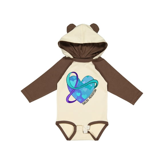 Inktastic Suicide Prevention Awareness Purple and Teal Heart Ribbon Boys or Girls Long Sleeve Baby Bodysuit