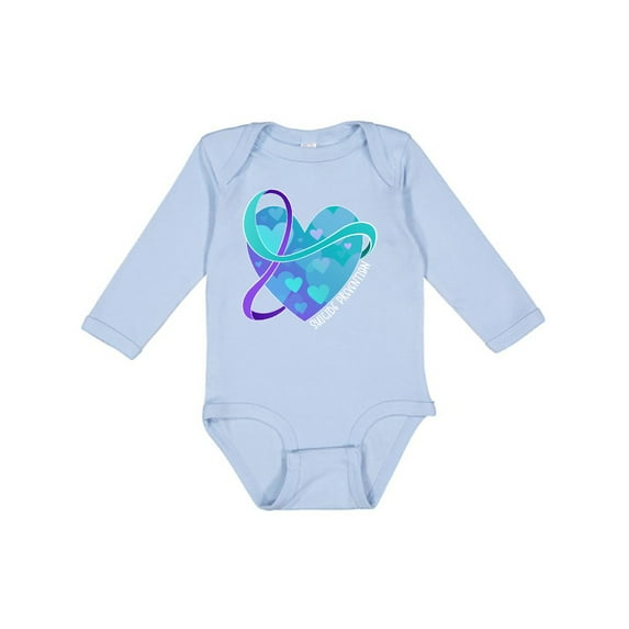 Inktastic Suicide Prevention Awareness Purple and Teal Heart Ribbon Boys or Girls Long Sleeve Baby Bodysuit