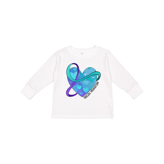 Inktastic Suicide Prevention Awareness Purple and Teal Heart Ribbon Boys or Girls Long Sleeve Toddler T-Shirt