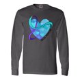 thumbnail image 1 of Inktastic Suicide Prevention Awareness Purple and Teal Heart Ribbon Long Sleeve T-Shirt, 1 of 4
