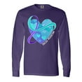 thumbnail image 1 of Inktastic Suicide Prevention Awareness Purple and Teal Heart Ribbon Long Sleeve T-Shirt, 1 of 5