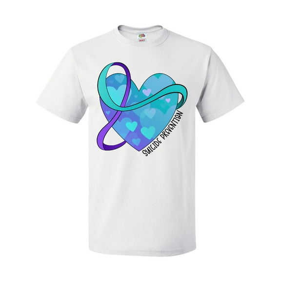 Inktastic Suicide Prevention Awareness Purple and Teal Heart Ribbon T-Shirt