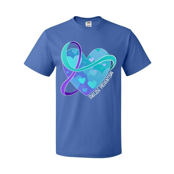 Inktastic Suicide Prevention Awareness Purple and Teal Heart Ribbon T-Shirt