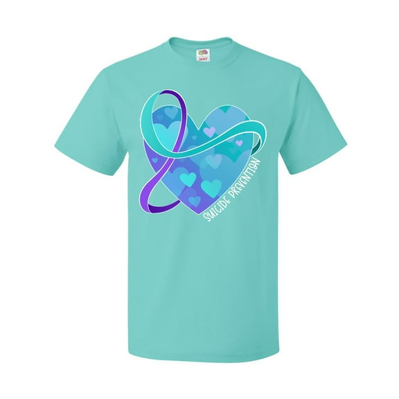 Inktastic Suicide Prevention Awareness Purple and Teal Heart Ribbon T-Shirt