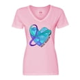 thumbnail image 1 of Inktastic Suicide Prevention Awareness Purple and Teal Heart Ribbon Women's V-Neck T-Shirt, 1 of 5