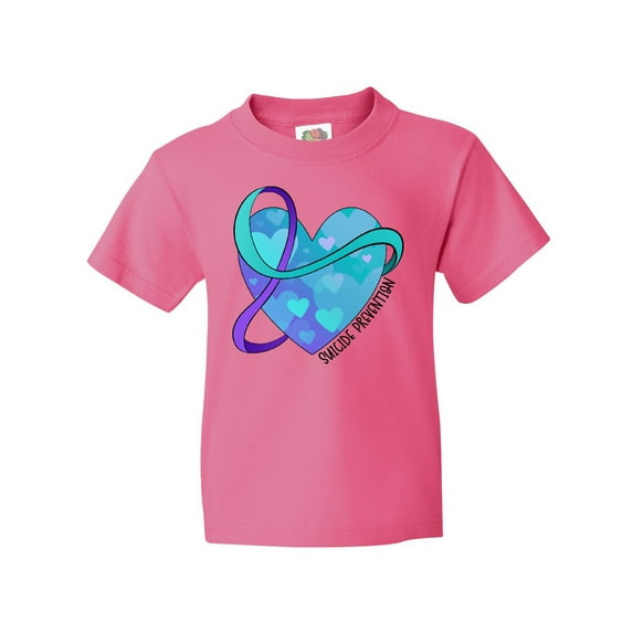 Inktastic Suicide Prevention Awareness Purple and Teal Heart Ribbon Youth T-Shirt