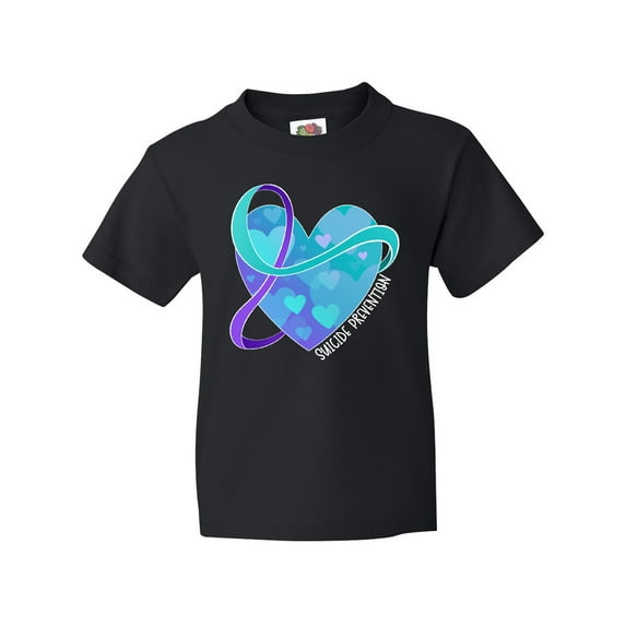 Inktastic Suicide Prevention Awareness Purple and Teal Heart Ribbon Youth T-Shirt