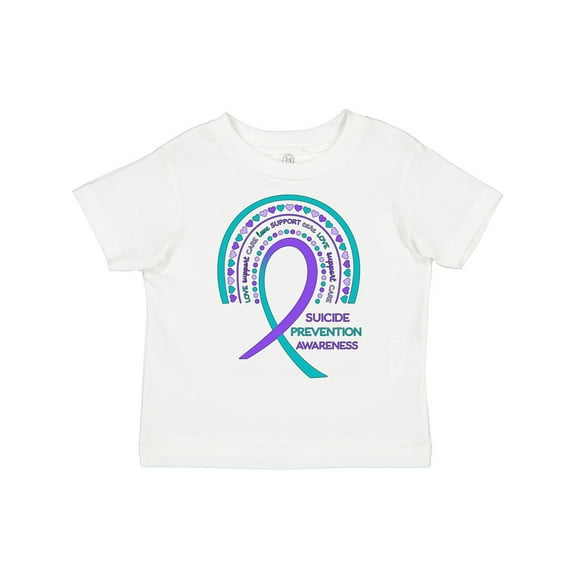 Inktastic Suicide Prevention Awareness Rainbow Ribbon with Hearts Boys or Girls Toddler T-Shirt
