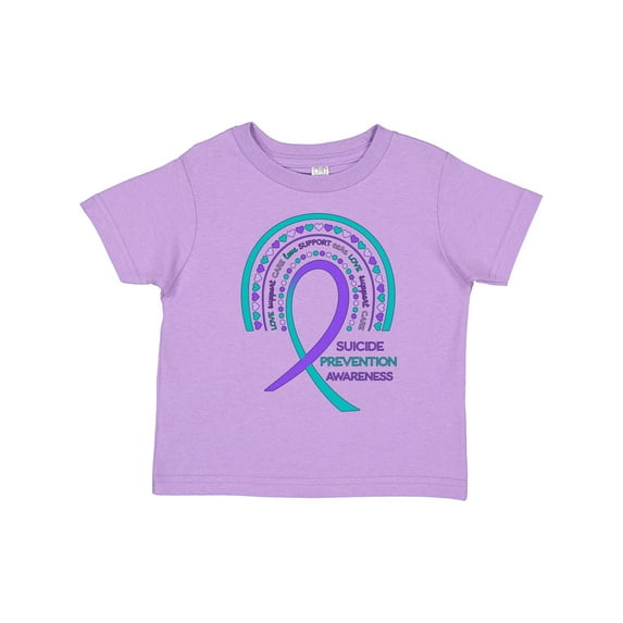 Inktastic Suicide Prevention Awareness Rainbow Ribbon with Hearts Boys or Girls Toddler T-Shirt