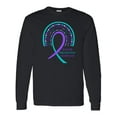 thumbnail image 1 of Inktastic Suicide Prevention Awareness Rainbow Ribbon with Hearts Long Sleeve T-Shirt, 1 of 5