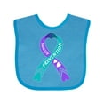 thumbnail image 1 of Inktastic Suicide Prevention Blue and Purple Ribbon with Hearts Boys or Girls Baby Bib, 1 of 4
