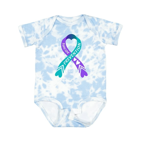 Inktastic Suicide Prevention Blue and Purple Ribbon with Hearts Boys or Girls Baby Bodysuit