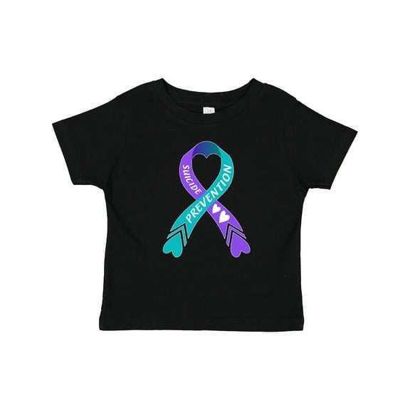 Inktastic Suicide Prevention Blue and Purple Ribbon with Hearts Boys or Girls Baby T-Shirt