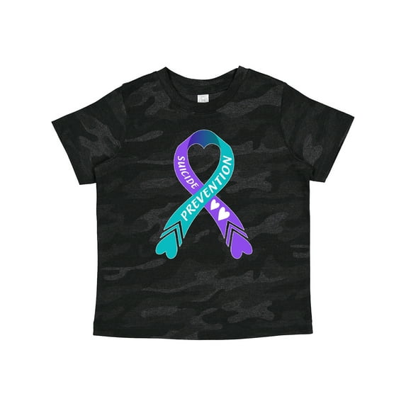 Inktastic Suicide Prevention Blue and Purple Ribbon with Hearts Boys or Girls Toddler T-Shirt