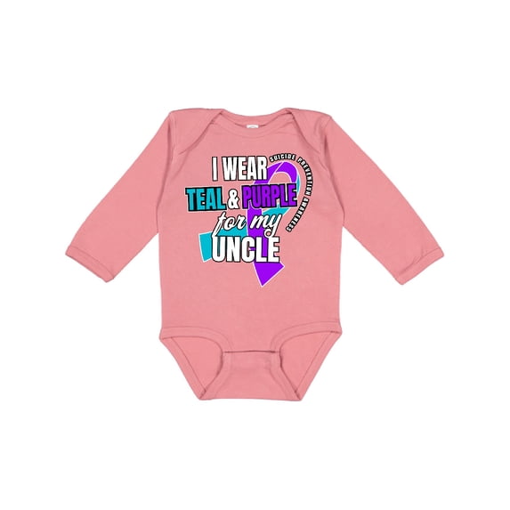 Inktastic Suicide Prevention I Wear Teal and Purple For My Uncle Boys or Girls Long Sleeve Baby Bodysuit